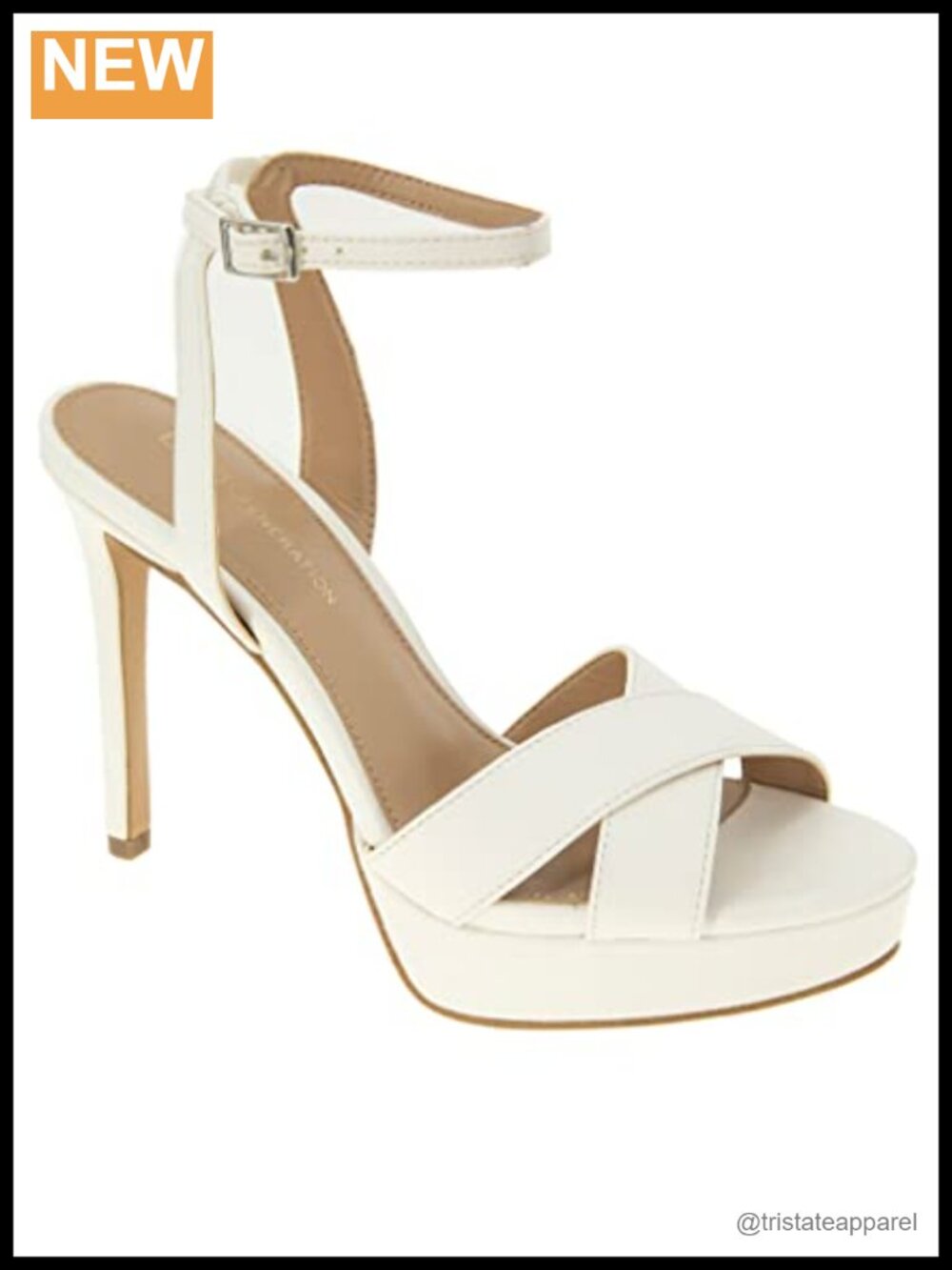 Platform Stiletto Heeled Sandals Ankle Strap Buckle Crisscross PU